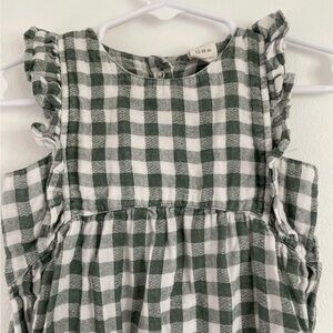 Kate Quinn Sage Green Gingham Ruffle Romper